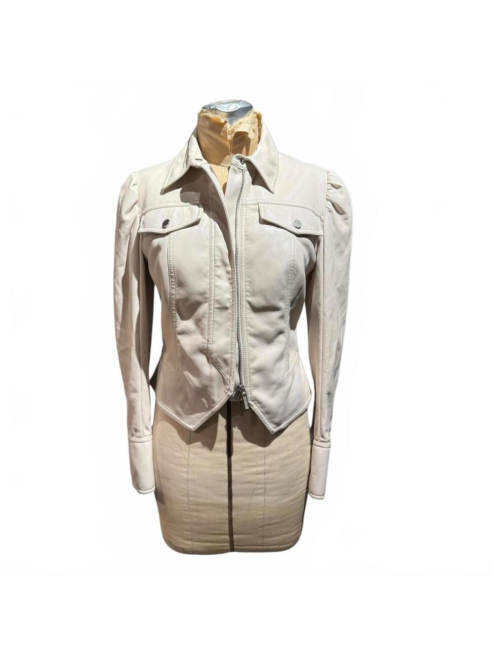 Jonathan Simkhai Standard Women's Vegan Leather Jacket Cream